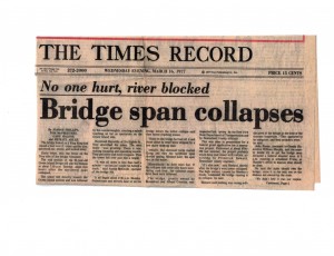 Green Island Bridge headline in Record 3-16-77